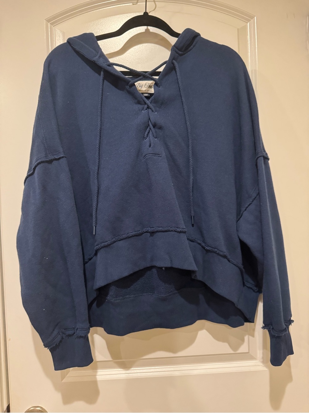 American Eagle Outfitters Navy Lace-Up Hoodie Pullover